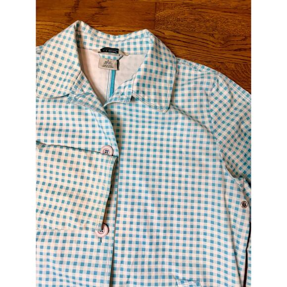 LL Bean Women’s Mackintosh Jacket – Petite SMALL - Marine Aqua/Raincoat Gingham - Picture 10 of 12